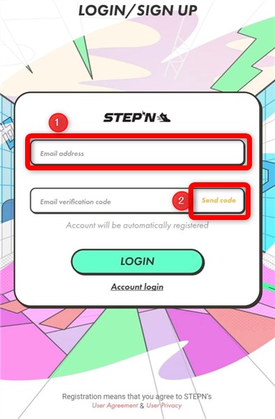 STEPNアプリに登録