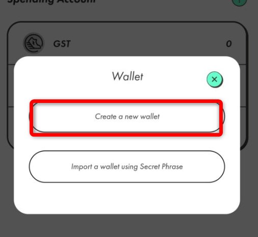 STEPNアプリのウォレット（Wallet）を作成