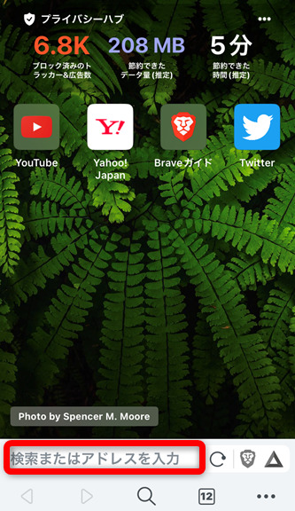 BraveアプリiPhone版の検索機能